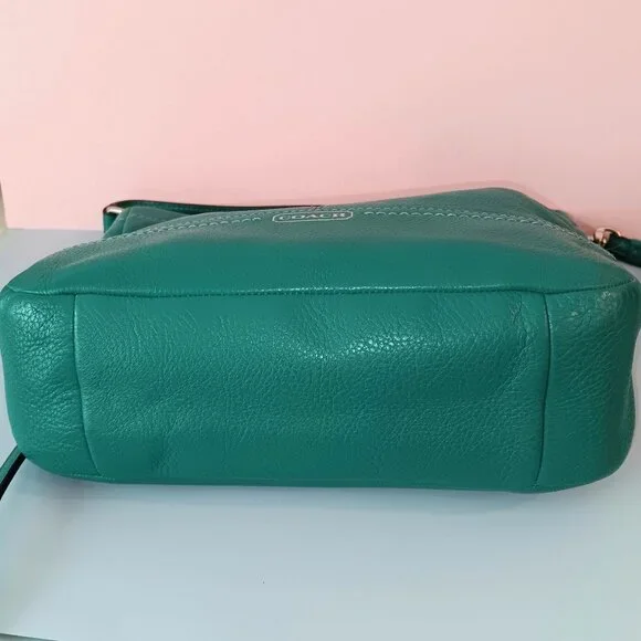 GORGEOUS COACH PARK Small Hobo Crossbody Bag Green Leather Retro Vintage - Picture 5 of 8